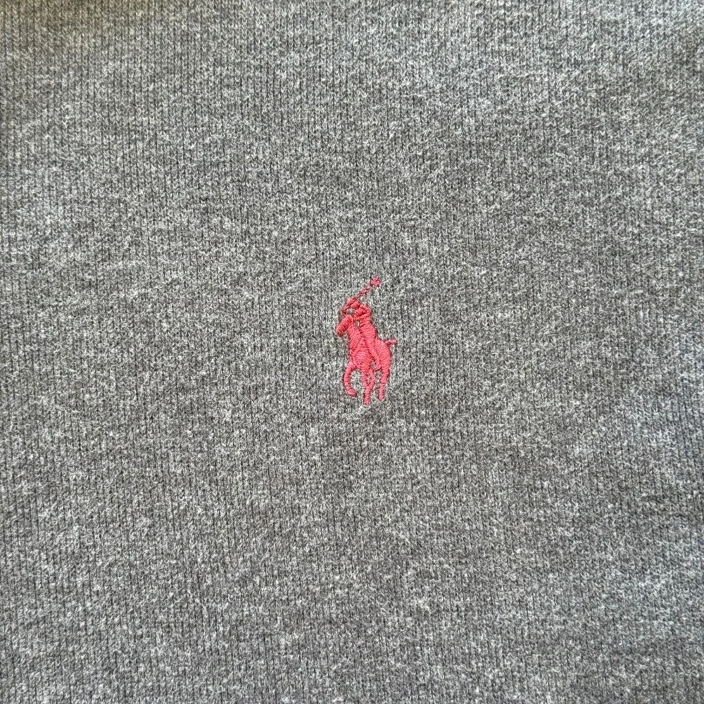 Polo Ralph Lauren Quarter Zip Pullover Mens L Grey Red Pony Logo Sweater